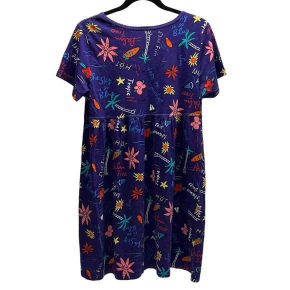 Vintage Down Under Palm Tree Midi Dress Women's Size Small Purple Tropical Print - Picture 6 of 8